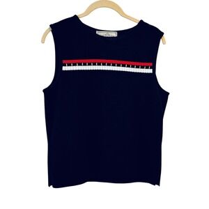 St John Sport Santana Knit‎ Sweater Vest Womens Size S Preppy Old Money Nautical